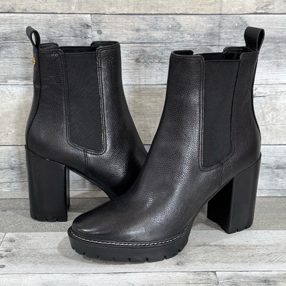 TORY BURCH CARSON LUG SOLE ANKLE BOOT - BLACK - SZ - 10.5 .US